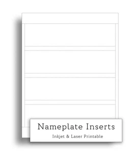 White Printable Nameplate Inserts - 8" x 2" - Blank Perforated Paper for Inkjet - Picture 1 of 3