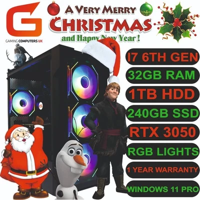 XMAS REDUCED PRICE PC I7 6th 32GB 1TB+240SSD/RTX 6GB 3050 W11 FREE DELIVERY - Image 1 of 4
