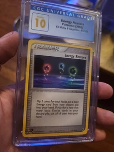 (POP 2) CGC 10 PRISTINE Pokemon 2003 Energy Restore Ruby & Sapphire Card 81/109 - Picture 1 of 4