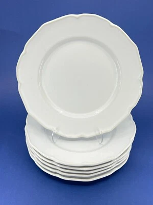 Set of 6 Crate and Barrel Savannah Salad Plate White, Stoneware, Portugal 9"D - Image 1 of 4