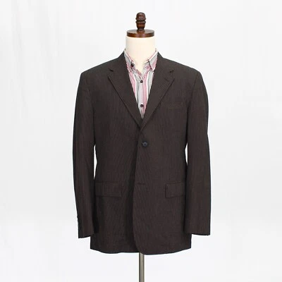 Perry Ellis 44R Brown Sport Coat Blazer Jacket Striped 2B Cotton - Image 1 of 4