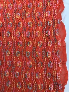 Vintage Knit Fabric Orange, Pink, Blue, Yellow 2.7 yrds 62" Wide Textured - Picture 1 of 5