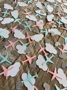 100PCS Airplane Gender Reveal Party Table ScatterBaby Shower Paper Scatter fo... - Picture 1 of 5