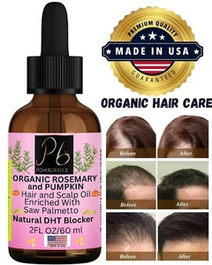 Organic Rosemary Pumpkin Saw Palmetto Hair Scalp Oil for Regrowth, Hair Loss  - Picture 1 of 8