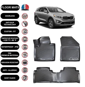 Floor Mats Liner Fits Kia Sorento (2016-2020) Waterproof 3D Molded 4pcs - Bild 1 von 5