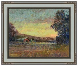Robert Eberle Original Landschaftsgemälde Öl auf Leinwand signiert gerahmt Scheunenkunst - Bild 1 von 4