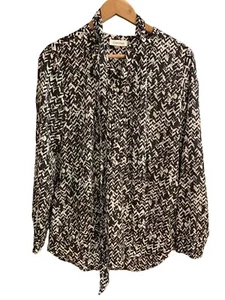 Calvin Klein Damen weiß schwarz braun Langarm Bluse Tunika Oberteil Small Pullover - Bild 1 von 15