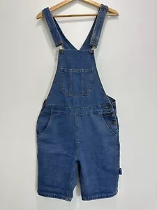 Boohoo Man Overall Shorts XS (Waist 28 in) Blue Denim Adjustable Strap VGC - Picture 1 of 17