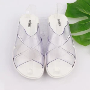 Melissa Womens Breeze Sandal Size 7 Clear Jelly Slide Shoe Pool Beach Flip Flop - Picture 1 of 12
