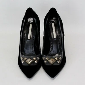 Zapatos de tacón alto de PVC de terciopelo STELLA MCCARTNEY 38,5 negros con tachuelas 8,5 NUEVO - Imagen 1 de 9
