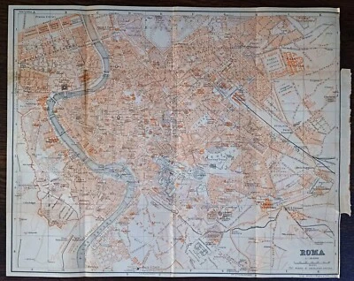 1909 Roma, Rome, Italy, Antique Map, City Plan Foto 1 de 3