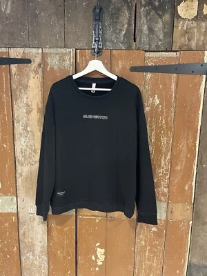 Black Jumper Pullover Sweater Long Sleeve Crew Neck Logo Fleece Lined XXL - Image 1 of 4