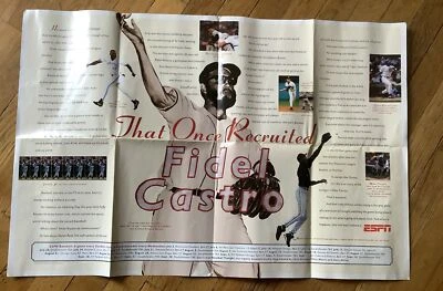 Póster de béisbol ESPN 1994 Fidel Castro Michael Jordan Barry Bonds Ripken Babe Foto 1 de 2