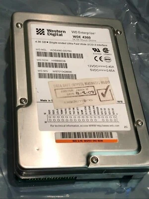 WESTERN DIGITAL WDE-4360-0007B2 68 PIN SCSI HARD DRIVE WDE4360           ad1d7 - Image 1 of 3