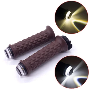 Manillar marrón para motocicleta 7/8" 22 mm empuñadura de mano con enchufe LED luz lateral estroboscópica - Imagen 1 de 10