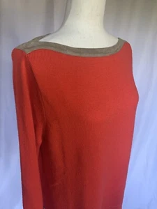 LAUREN Ralph Lauren Pullover Tunika mit U-Boot-Ausschnitt orange/taupe, Large - Bild 1 von 12