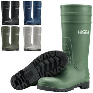 HISEA Men Rain Boots w/Steel Shank Waterproof Corrosion-Resistant Mud Work Boots - Picture 1 of 49