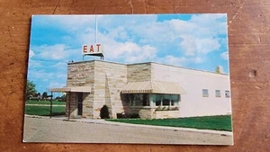 Postal de negocios cromada Harts Desire moderno motel y restaurante de colección década de 1950 - Imagen 1 de 2