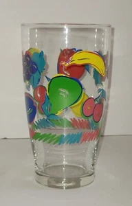Vintage 80's Libbey Fruit Large Drinking Glass Tropical Colorful Large Retro - Picture 1 of 7