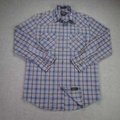 Pendleton Shirt Men S Blue Plaid Frontier Pearl Snap Button Up Western - Image 1 of 4