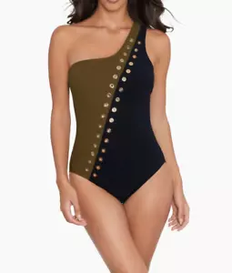 Amoressa Swimwear by Miraclesuit Size 10 Copernicus Saturn 1-Piece Evoo Green - Picture 1 of 10