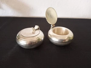 Antik S.N.K. ENT INC versilbertes Aschenbecher, Pillendose, Trinksetbox, Schnupftabakbox - Bild 1 von 10