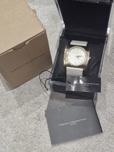 Womans French Connection White Strap With Gold Face Watch - Picture 1 of 6