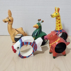 Victor Bonomo Hand Painted Animal Napkin Rings Set of 5 READ - Picture 1 of 8