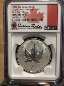 2022 Canada 20 $ Maple Leaf Reverse PF70 FDOI Ultra High Relief Susan Taylor - Bild 1 von 2