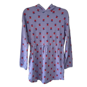 Hanna Andersson Hoodie Waffle Knit Drawstring Dress Lavender Tulip Floral 12Y - Picture 1 of 7