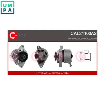 ALTERNATOR CAL21100AS FOR 149 A3.000 1.3L 149 A7.000 1.3L 149C1/138A4.000 1.5L - Image 1 of 4