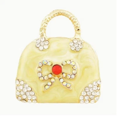 Betsey Johnson Brooch Cream Colored Enamel & Crystal Handbag - Image 1 of 2