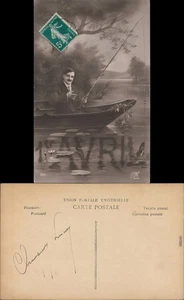 Ansichtskarte  Fischer / Angler - Boot  Fotokunst 1915 - Bild 1 von 3