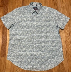 Robert Graham Classic Fit Button Up Shirt Mens XL Blue Pattern Short Sleeve Camp - Picture 1 of 12