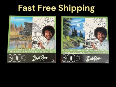 Cardinal Bob Ross Color Your Own Double Sided 300 Piece Puzzle (2 LOTS) NEW - Image 1 of 4