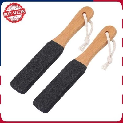 Removedor de callos de archivo de pie de 2 piezas, herramienta de pedicura con mango de madera Foto 1 de 4