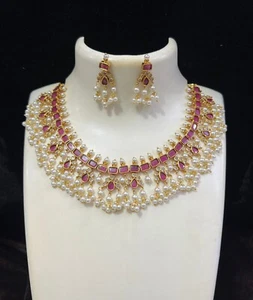 Indian Traditional Pearl and Guttapusala Necklace - South Indian Temple Jewelry - Picture 1 of 4