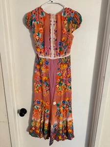 Damenkleid "Saloni" mehrfarbig, kurzarm gerade lang. Größe 0 - Bild 1 von 2