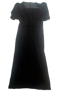 Dazy Velour Dress Black Size Small Schoolgirl Goth Wednesday Addams Square Neck - Picture 1 of 6