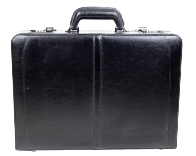 Solo Black Genuine Leather Hard Briefcase Attache Dual Combination - Image 1 of 4