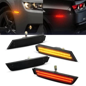 For Chevy Camaro 2010-2015 Smoked Lens LED Side Marker Lights Front & Rear Lamps - Picture 1 of 11