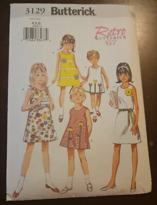 Butterick Retro 1967  Childs Girls Dress Sizes 4 5 6 Uncut Sewing Pattern FF  - Image 1 of 4