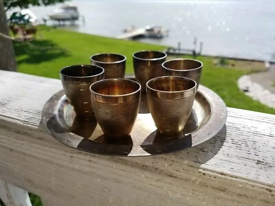 Michael Kresner, 1758 Riga Letonia Cuproníquel Kidush Vodka Tazas y Bandeja MK7 9 Foto 1 de 4