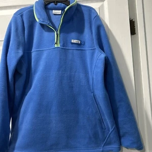 Women Columbia PFG thick fleece top Blue Side pockets Sz Med Worn Once Excellent - Picture 1 of 9