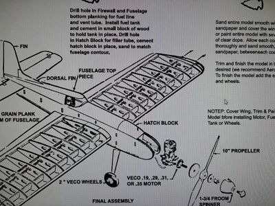 Refurbished Veco Products Tom Tom Airplane Instruction Sheet - NEW PRINT 24”x18” - Image 1 of 2