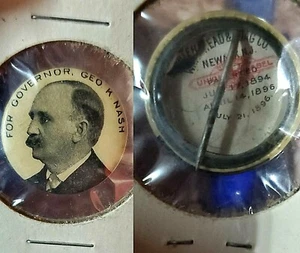 1890S GEORGE NASH PARA GOBERNADOR DE OHIO PIN DE VIOLONCHELO VER FOTOS RARO VER PARTE POSTERIOR DEL ALFILER - Imagen 1 de 10