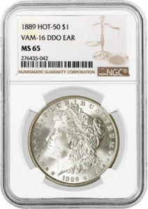 1889 $1 Morgan Silver Dollar Hot 50 VAM 16 DDO Ear NGC MS65 Gem Uncirculated - Picture 1 of 4
