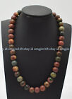 Genuine 6/8/10/12Mm Multicolor Picasso Jasper Round Gemstone Beads Necklace 18"