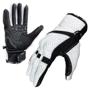 Motorrad Motorrad Handschuhe Leder Sommer kurze Klinge Knöchelschutz weiß - Bild 1 von 11