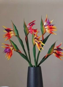 Artificial Birds of Paradise, 1 x Single Stem, Tropical Flowers, Orange Flowers, - Picture 1 of 4